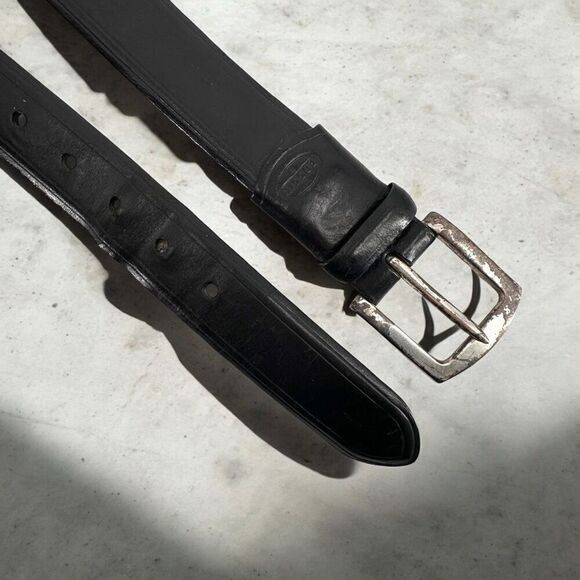 Fossil Mens Italian Full Grain Cowhide Silver Buckle Waist Belt Black Size 90/36 - Picture 1 of 12